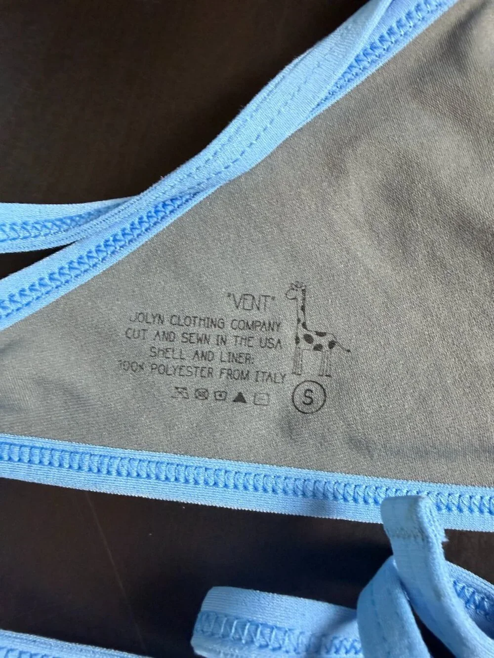 JOLYN Vent Bikini Top Swimsuit Swim Light Blue Lilac Size Small